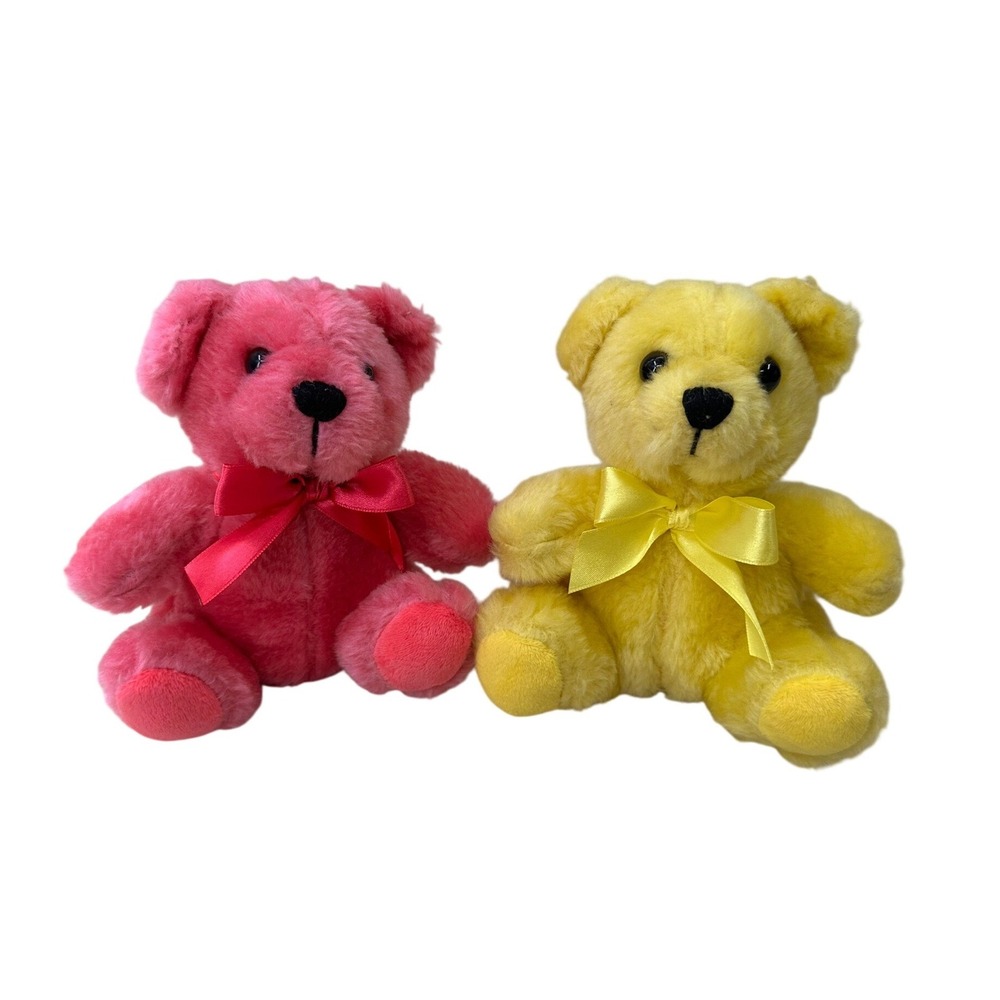 Burton Burton Plush Teddy Bear Set 6in Pink Yellow Stuffed Animal Lovey Kids Toy
